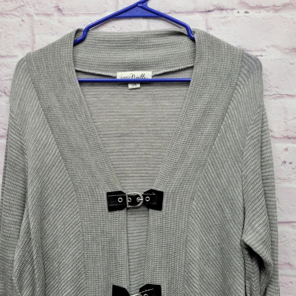 Simply‎ Noelle Gray Knit Buckle Front Cardigan Womens L/XL Lagenlook Whimisgoth - Picture 3 of 8